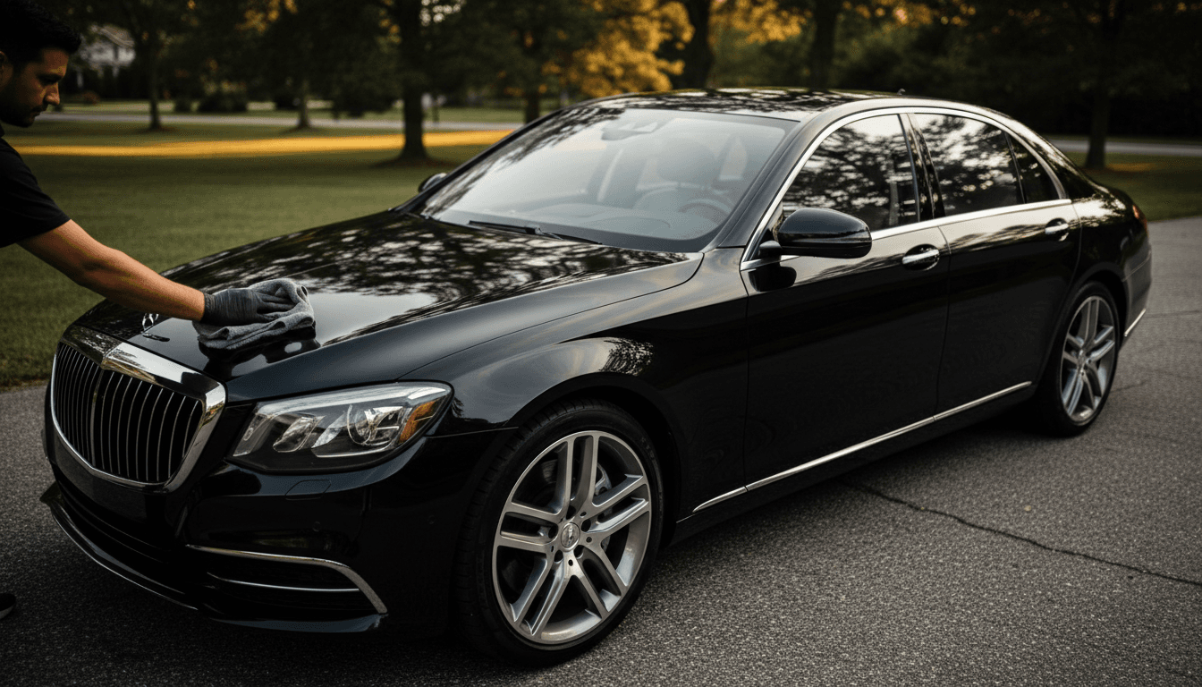 Professional detailing work on a polished vehicle in Roswell